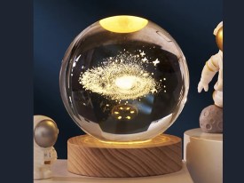 Lampara vidrio esfera holografica